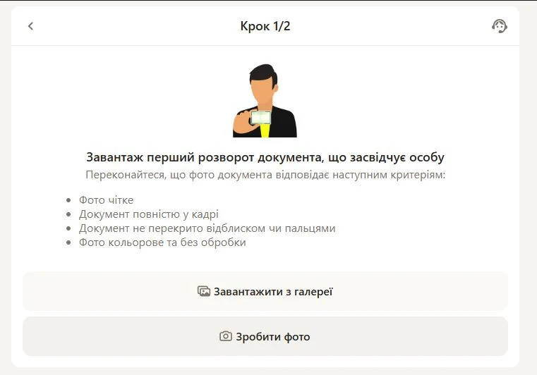 Вимоги до фото документа при верифікації акаунта Парік 24